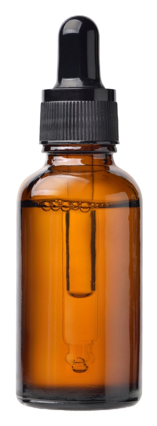 Amber dropper bottle containing essential serum oil