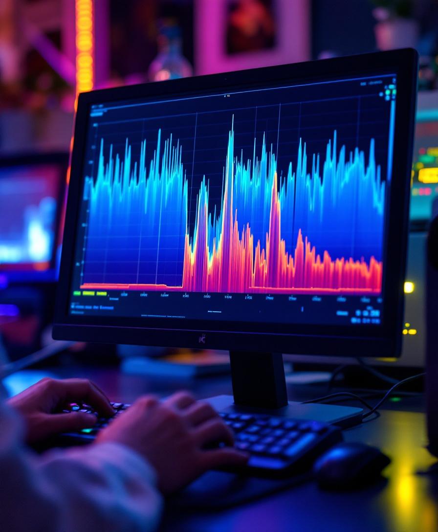 Gas chromatography mass spectrometry monitor showing a terpene chromatogram