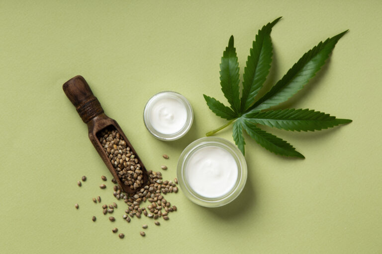 Top View cbd treatment still life